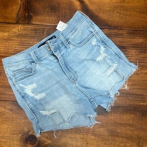 Hollister High Rise 3” Blue Denim Shorts 7 28W